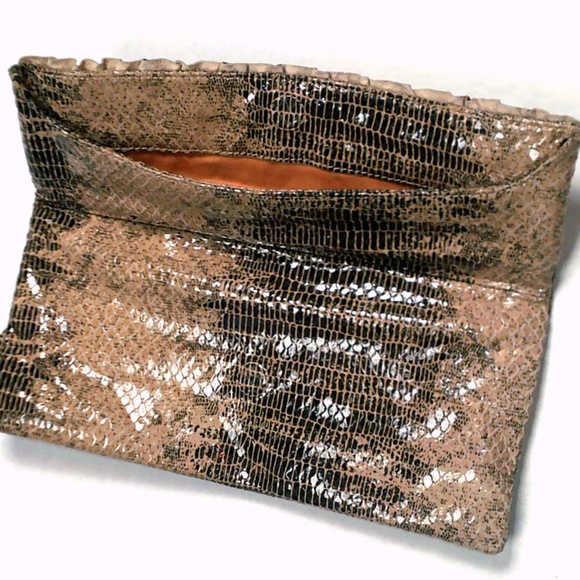 HOBO International Snake Foldover Clutch Bag Purse - Picture 4 of 6